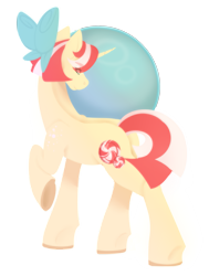 Size: 1957x2589 | Tagged: safe, artist:cyanreef, oc, oc only, oc:peppermint patti, pony, unicorn, bow, female, mare, offspring, parent:flam, parent:fluttershy, parents:flamshy, simple background, solo, transparent background