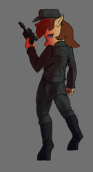 Size: 1022x1886 | Tagged: safe, artist:zlatdesign, oc, oc only, oc:clover springs, humanoid, anthro, clothes, female, galactic empire, gun, laser rifle, officer, solo, star wars, uniform, weapon, wingless