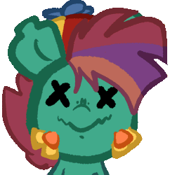 Size: 772x798 | Tagged: safe, artist:nootaz, oc, oc only, oc:deadmeat, piñata pony, animated, gif, hat, piñata, propeller hat, silly, simple background, solo, transparent background