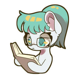 Size: 2125x2125 | Tagged: safe, artist:luxaestas, oc, oc only, oc:lucid mirage, book, bust, commissioner:dhs, cute, ear fluff, emote, expression, female, glasses, hairband, high res, mare, ponytail, reading, simple background, solo, transparent background
