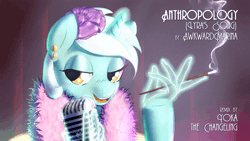 Size: 1280x720 | Tagged: safe, artist:awkwardmarina, artist:yoka-the-changeling, lyra heartstrings, pony, unicorn, fanfic:anthropology, g4, 2013, animated, artifact, brony music, cigarette, cigarette holder, downloadable, downloadable content, electro swing, fanfic art, female, hand, link in description, looking at you, magic, magic hands, mare, microphone, music, nostalgia, remix, smoking, solo, sound, sound only, suddenly hands, webm, youtube, youtube link, youtube video