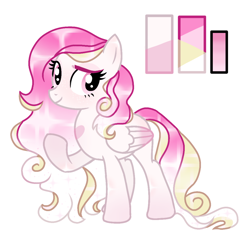 Size: 1280x1280 | Tagged: safe, artist:kkkkotya, oc, oc only, oc:magenta breeze, pegasus, pony, adoptable, commissioner:dhs, freckles, heart, heart mark, pink coat, pink mane, reference sheet, simple background, solo, standing, white background