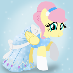 Size: 1400x1400 | Tagged: safe, artist:mlplary6, fluttershy, pegasus, pony, g4, cinderella, cindershy, clothes, cute, daaaaaaaaaaaw, dress, female, looking at you, mare, shyabetes, smiling, smiling at you