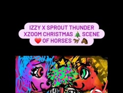 Size: 480x360 | Tagged: safe, artist:sslpproductions, izzy moonbow, sprout cloverleaf, earth pony, pony, unicorn, g5, christmas, duo, female, holiday, male, mare, ship:izzysprout, shipping, shipping fuel, stallion, stars, straight, text, tiktok, traditional art