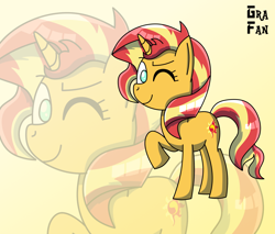 Size: 2500x2132 | Tagged: safe, artist:gradiusfanatic, sunset shimmer, pony, unicorn, g4, female, gradient background, high res, solo, zoom layer