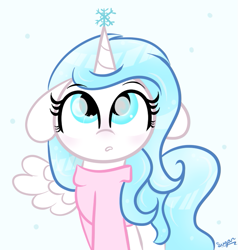 Size: 701x736 | Tagged: safe, artist:sugarcloud12, oc, alicorn, pony, female, mare, simple background, snow, snowflake, solo, white background
