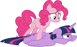 Size: 4933x3000 | Tagged: safe, artist:cloudy glow, pinkie pie, twilight sparkle, alicorn, earth pony, pony, g4, horse play, .ai available, duo, simple background, transparent background, twilight sparkle (alicorn), vector