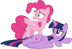 Size: 4349x3000 | Tagged: safe, artist:cloudy glow, pinkie pie, twilight sparkle, alicorn, earth pony, pony, g4, horse play, .ai available, duo, simple background, transparent background, twilight sparkle (alicorn), vector