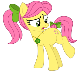 Size: 7912x7302 | Tagged: safe, artist:ejlightning007arts, posey bloom, earth pony, pony, g4, g5, my little pony: make your mark, my little pony: tell your tale, bow, confused, g5 to g4, generation leap, hair bow, jewelry, necklace, ponytail, raised leg, simple background, transparent background, vector