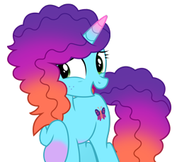 Size: 5293x4850 | Tagged: safe, artist:ejlightning007arts, misty brightdawn, pony, unicorn, g4, g5, my little pony: make your mark, my little pony: tell your tale, cute, freckles, g5 to g4, generation leap, gradient mane, happy, mistybetes, rebirth misty, shy, simple background, solo, transparent background, vector