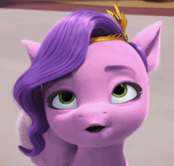 Size: 1046x996 | Tagged: safe, screencap, pipp petals, pegasus, pony, cutie blossom bash, g5, my little pony: make your mark, my little pony: make your mark chapter 5, spoiler:g5, spoiler:my little pony: make your mark, spoiler:my little pony: make your mark chapter 5, spoiler:mymc05e01, adorapipp, animated, cute, female, filly, filly pipp petals, foal, gif, i watch it for the ears, looking up, pipp petals is best facemaker, solo, weapons-grade cute, young, younger, younger female