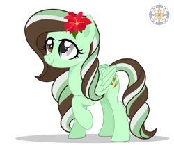 Size: 4000x3500 | Tagged: safe, artist:r4hucksake, oc, oc only, oc:choco mint, pegasus, pony, female, flower, flower in hair, mare, simple background, solo, transparent background