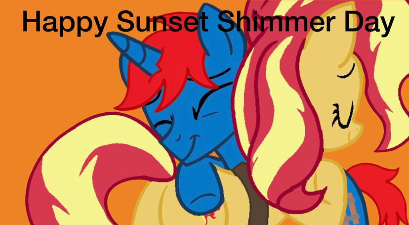 #3204614 - safe, artist:ry-bluepony1, sunset shimmer, oc, oc:train ...
