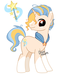 Size: 2632x2827 | Tagged: safe, artist:dixieadopts, oc, oc:golden sunrise, pony, unicorn, blaze (coat marking), closed mouth, coat markings, collar, facial markings, freckles, high res, male, offspring, parent:sunburst, parent:trixie, parents:trixburst, red eyes, simple background, smiling, socks (coat markings), solo, stallion, standing, transparent background, turned head