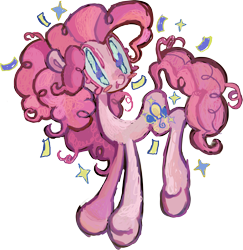 Size: 2048x2105 | Tagged: safe, artist:dddddaxie998839, pinkie pie, earth pony, pony, g4, big eyes, blush sticker, blushing, colored eyelashes, confetti, female, high res, long legs, looking at you, mare, open mouth, simple background, smiling, smiling at you, solo, sparkles, stylized, transparent background