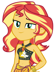 Size: 8577x11216 | Tagged: safe, artist:andoanimalia, sunset shimmer, human, equestria girls, g4, my little pony equestria girls: better together, unsolved selfie mysteries, bikini, clothes, geode of empathy, magical geodes, sarong, simple background, smiling, smirk, solo, swimsuit, transparent background, vector