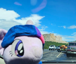 Size: 1200x1013 | Tagged: safe, artist:sepiakeys, twilight sparkle, g4, blue sky, crazy horse memorial, irl, parking lot, photo, pickup truck, plushie