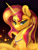 Size: 1800x2400 | Tagged: safe, artist:darksly, sunset shimmer, pony, unicorn, g4, bust, cutie mark accessory, cutie mark necklace, female, jewelry, mare, necklace, portrait, signature, smiling, solo