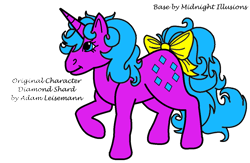 Size: 1202x786 | Tagged: safe, artist:midnightillusions, editor:adamleisemann, oc, oc only, oc:diamond shard, pony, unicorn, g1, base used, female, horn, mare, simple background, solo, transparent background, unicorn oc