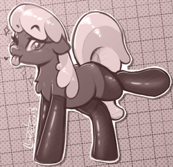 Size: 1143x1104 | Tagged: safe, artist:llametsul, cheerilee, earth pony, pony, g4, ;p, chest fluff, clothes, cute, monochrome, one eye closed, signature, socks, solo, stockings, thigh highs, tongue out, wink