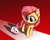 Size: 880x704 | Tagged: safe, artist:solixy406, angel bunny, fluttershy, pony, rabbit, animal, duo, female, gradient background, looking down, male, mare, pet
