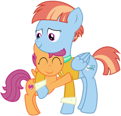 Size: 1920x1833 | Tagged: safe, artist:roman-santos, scootaloo, windy whistles, pegasus, pony, g4, ^^, cute, cutealoo, duo, eyes closed, female, filly, foal, hug, mare, mother and child, mother and daughter, parent:windy whistles, scootadoption, scootalove, simple background, transparent background