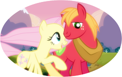 Size: 750x473 | Tagged: safe, artist:cutiemystiiex, big macintosh, fluttershy, earth pony, pegasus, pony, g4, female, male, mare, ship:fluttermac, shipping, stallion, straight