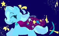 Size: 400x244 | Tagged: safe, artist:canterl0tt, trixie, g4, blue background, simple background