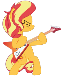 Size: 1919x2452 | Tagged: safe, artist:gmaplay, sunset shimmer, pony, unicorn, equestria girls, g4, cute, electric guitar, female, flying v, guitar, musical instrument, shimmerbetes, simple background, solo, sunset shimmer day, sunset shredder, transparent background