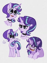 Size: 1176x1584 | Tagged: safe, artist:disaterror, starlight glimmer, pony, unicorn, g4, choker, eye clipping through hair, eyebrows, eyebrows visible through hair, happy, looking at you, open mouth, open smile, s5 starlight, smiling, solo