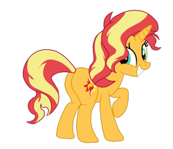 Size: 1900x1632 | Tagged: safe, artist:gmaplay, sunset shimmer, pony, unicorn, equestria girls, g4, bunset shimmer, butt, cute, female, plot, shimmerbetes, simple background, solo, sunset shimmer day, transparent background