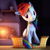 Size: 2160x2160 | Tagged: safe, artist:psfmer, rainbow dash, pegasus, pony, g4, 3d, collar, female, fire, fireplace, floppy ears, head tilt, high res, looking at you, mare, one ear down, open mouth, pet bed, pet tag, solo, source filmmaker, unshorn fetlocks