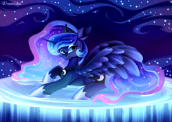 Size: 3536x2500 | Tagged: safe, artist:neonishe, part of a set, princess luna, alicorn, pony, g4, crown, ethereal mane, high res, jewelry, regalia, solo, starry mane, stars
