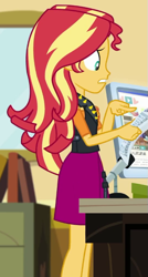 Size: 361x675 | Tagged: safe, screencap, sunset shimmer, human, equestria girls, g4, my little pony equestria girls: better together, schedule swap, cropped, solo