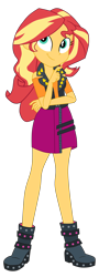 Size: 2013x5590 | Tagged: safe, artist:gmaplay, sunset shimmer, human, a fine line, equestria girls, g4, my little pony equestria girls: better together, boots, clothes, cute, female, shimmerbetes, shoes, simple background, solo, sunset shimmer day, thinking, transparent background