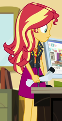 Size: 352x686 | Tagged: safe, screencap, sunset shimmer, human, equestria girls, g4, my little pony equestria girls: better together, schedule swap, cropped, solo