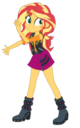 Size: 2900x4592 | Tagged: safe, artist:gmaplay, sunset shimmer, human, equestria girls, g4, cute, dancing, female, shimmerbetes, simple background, solo, sunset shimmer day, transparent background