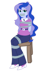 Size: 2000x3278 | Tagged: safe, artist:nie-martw-sie-o-mnie, princess luna, vice principal luna, human, equestria girls, g4, arm behind back, bondage, bound and gagged, chair, female, gag, high res, simple background, solo, tape, tape bondage, tape gag, tied up, transparent background, vector