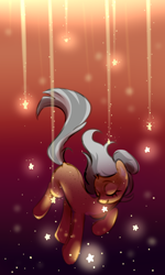 Size: 1500x2500 | Tagged: safe, artist:ariamidnighters, oc, oc only, earth pony, pony, abstract background, floating, solo, stars