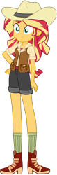 Size: 830x2544 | Tagged: safe, artist:ajosterio, sunset shimmer, human, equestria girls, equestria girls specials, g4, my little pony equestria girls: dance magic, boots, clothes, explorer outfit, female, hat, imagine spot, shoes, shorts, simple background, socks, solo, sunset shimmer day, transparent background