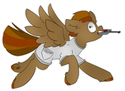 Size: 1280x926 | Tagged: safe, artist:umbreow, oc, oc only, oc:specter, pegasus, pony, clothes, male, mouth hold, remote control, simple background, solo, stallion, transparent background