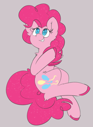 Size: 1093x1485 | Tagged: safe, artist:umbreow, pinkie pie, earth pony, pony, g4, gray background, heart, heart eyes, simple background, solo, wingding eyes