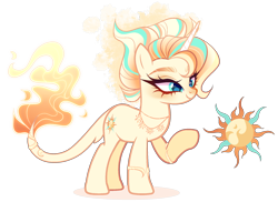 Size: 2020x1471 | Tagged: safe, artist:gihhbloonde, oc, oc only, unnamed oc, pony, unicorn, bracelet, closed mouth, cyan eyes, ethereal tail, female, gradient mane, gradient tail, horn, jewelry, leonine tail, magical lesbian spawn, mare, necklace, offspring, parent:princess celestia, parent:sunset shimmer, parents:sunsestia, raised hoof, simple background, smiling, solo, standing, tail, tail jewelry, transparent background, unicorn oc