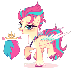 Size: 1890x1801 | Tagged: safe, artist:gihhbloonde, oc, oc only, unnamed oc, pegasus, pony, g5, colored hooves, colored wings, colored wingtips, eyeshadow, female, folded wings, gradient legs, gradient wings, green eyes, looking at you, makeup, mare, offspring, open mouth, pale belly, parent:hitch trailblazer, parent:zipp storm, parents:stormblazer, pegasus oc, raised hoof, simple background, smiling, solo, transparent background, unshorn fetlocks, wings