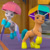 Size: 808x811 | Tagged: safe, screencap, hitch trailblazer, zipp storm, earth pony, pegasus, pony, cutie blossom bash, g5, my little pony: make your mark, my little pony: make your mark chapter 5, spoiler:g5, boots, cropped, female, hat, male, mare, pose, rain boots, shoes, stallion, umbrella, umbrella hat, wellington boots