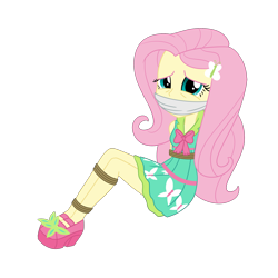 Size: 2000x2000 | Tagged: safe, artist:nie-martw-sie-o-mnie, fluttershy, human, equestria girls, g4, bondage, bound and gagged, cloth gag, damsel in distress, female, gag, high res, kidnapped, simple background, solo, tied up, transparent background, vector