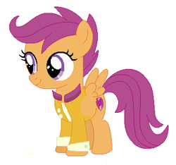 Size: 378x354 | Tagged: safe, artist:selenaede, scootaloo, pegasus, pony, g4, adopted, base used, clothes, female, filly, foal, headcanon in the description, implied windy whistles, jacket, scootadoption, simple background, solo, white background