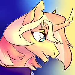 Size: 3000x3000 | Tagged: safe, artist:lake_reu, oc, oc only, pony, unicorn, bust, female, gradient background, high res, portrait, solo