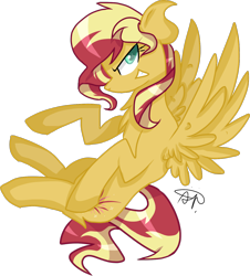 Size: 1300x1437 | Tagged: safe, artist:gallantserver, sunset shimmer, pegasus, pony, g4, alternate cutie mark, female, mare, pegasus sunset shimmer, race swap, requested art, simple background, solo, transparent background