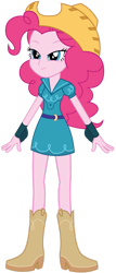 Size: 767x1800 | Tagged: safe, artist:ajosterio, pinkie pie, human, equestria girls, g4, belt, boots, clothes, cowboy boots, cowboy hat, cowgirl, hat, shirt, shoes, simple background, skirt, solo, stetson, transparent background